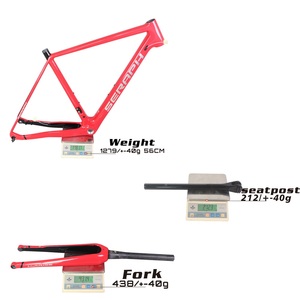 Carbon Fiber Flat Mount Threaded Disc Gravel Bike <b>Frame</b> GR029 Brushed Silver Logo 49/52/54/56/58cm - Product Image 6
