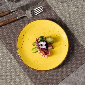 Juego de Platos de Cerámica JQY, Vajilla Amarilla Esmaltada, Hechos a Mano, con Diseño Rústico, Platos de Porcelana para Restaurante - Product Image 3