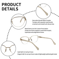Montura de Gafas Ópticas de Ojo de Gato de Lujo para Mujer, Diseño Ligero con Lentes Anti-Luz Azul SHIAN SAO46 para Protección de Miopía