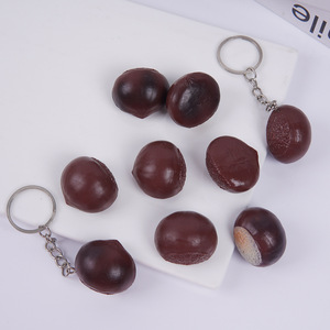 1:1 <b>scale</b> realistic chestnut keychain pendant, creative roasted chestnut prop for funny video shooting, fake food toy. - Product Image 1
