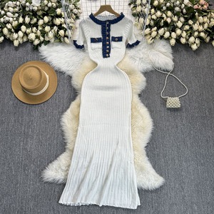 Bán Buôn Phụ Nữ Của Mùa Hè Vòng Cổ Kim Loại Khóa Mỏng Đan Váy Đàn Hồi Chặt Chẽ Phù Hợp Hip Ôm Ngắn Tay Váy - Product Image 4