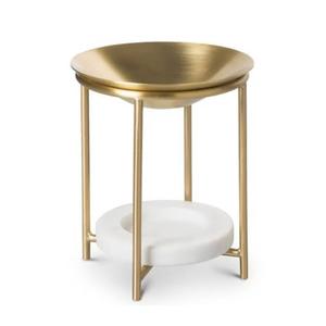 Brûleur à huile unique en marbre et fer finition laiton, porte-bougie à huile essentielle en résine, récipient de combustion, décoration d'intérieur - Product Image 1