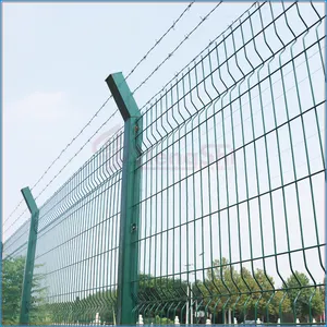 Güvenilir fabrika yüksek kalite Pvc toz kaplı kaynaklı kavisli 3D tel örgü çit galvanizli V kat kaynaklı tel örgü çit Panel