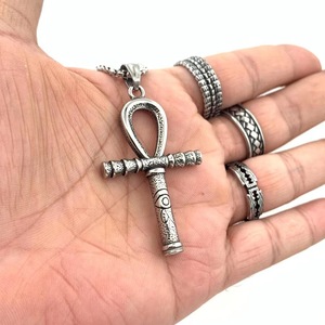Pendentif Croix Ankh en Acier Inoxydable, Collier Tendance pour Homme, Style Égyptien Ancien, Bijou Punk Rétro 216073 - Product Image 2