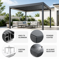 Pergola en aluminium toutes saisons avec revêtement en poudre, toit à lames motorisées, imperméable, pour jardin, patio, cour arrière