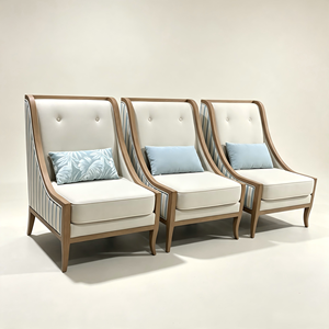Modern Wooden <b>Restaurant</b> Chairs with Fabric Upholstery and Cushioning for Dining Areas - Product Image 1