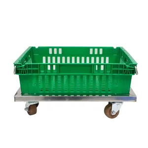 Poultry and fishing sectors using handheld Ventilated swing bar plastic chill crate / tray for meat and fish / vegetable /fruit