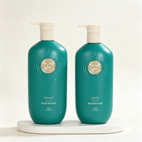 Bouteille en plastique plate HDPE YUERUI, design unique, 400 ml, 500 ml, bouteille de luxe pour shampooing et après-shampooing avec autocollant de logo métallique intégré