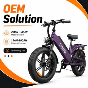 Vélo cargo électrique sur mesure OEM, pneus larges 20 pouces, 48V 750W 1000W, cadre en aluminium, grande capacité, frein à disque, vélo électrique pour livraison - Product Image 1