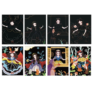 Elsas enfants peinture à gratter <span class=keywords><strong>arc</strong></span>-<span class=keywords><strong>en</strong></span>-<span class=keywords><strong>ciel</strong></span> scratch art papier <span class=keywords><strong>dessin</strong></span> livre coloriage grande carte magique noire - Product Image 6