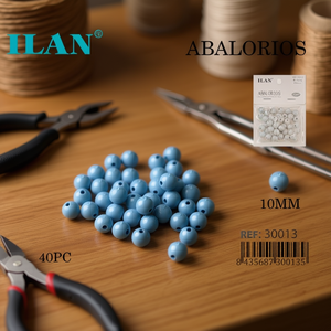 ILAN Abalorios Perline rotonde blu da 10 mm 40 pezzi per la creazione di gioielli - Product Image 3