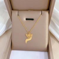 Collier Pendentif Cœur Papillon Acier Inoxydable Or Éclatant Femme Anti-ternissement – Vente Chaude