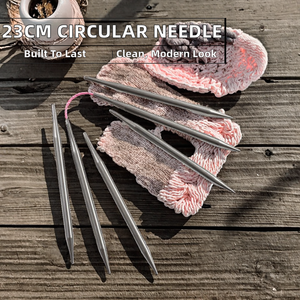 Aiguille à tricoter manuelle en acier inoxydable creux, courte et circulaire de 10 cm, style simple, pour le bricolage - Product Image 2