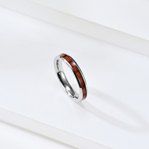 <b>Titanium</b> Steel <b>Ring</b> With Wood Veneer 4mm 6mm 8mm Unisex Fashion Jewelry Gift - Product Image 3