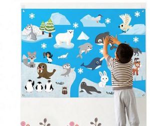 New Design Felt Polar Animals Board , Arctic Antarctica Ocean Animal Bear Penguin Whale Preschool <b>Large</b> Wall Storyboard - Product Image 1