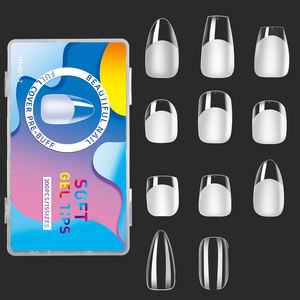 رقع أظافر ثلاثية الأبعاد فرنسية من ABS رفيعة للغاية مقاومة للماء قصيرة مربعة نصف غطاء أظافر مزيفة يمكن ارتداؤها للأصابع - Product Image 6