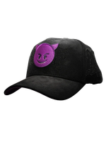 Nouvelle Casquette de Baseball Noire Effet Daim avec Patch Visage de Diable Violet Original et Strass, Style Gothique EDLG, Casquette Trucker