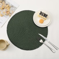 Set de table rond 38x38cm en PP tressé à la main, écologique, résistant à la chaleur, antidérapant, design moderne, couleur unie