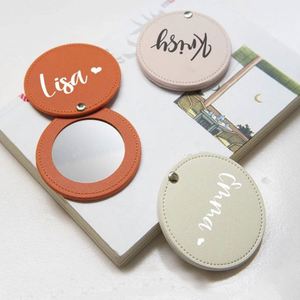 Custom Logo PU Leather Modern Lightweight Compact Portable Pocket <b>Small</b> Makeup <b>Mirror</b> for Women's Promotional Business Gifts - Product Image 1