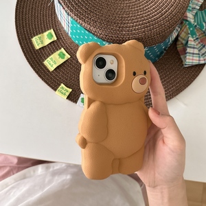 Custodia in Silicone 3D orso carino per iPhone 13 14 15 16 Pro Max in cartone animato adorabile animale Cover del telefono antiurto - Product Image 2