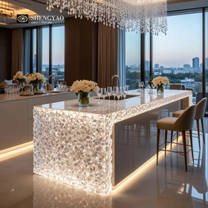 <span class=keywords><strong>Comptoir</strong></span> de réception en résine LED cristalline de luxe populaire, brillant, hôtel, centre commercial, appartement, maison, îlot commercial, bar - Product Image 6