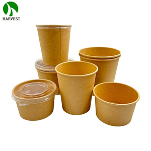Dùng một lần sinh thái thân thiện 8 oz 12oz 16 oz vòng nâu kraft thực phẩm giấy bát phân hủy sinh học lấy đi thức ăn nhanh Kraft cốc giấy - Product Image 1