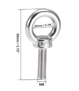 Metric Steel Eye <b>Screws</b> Threaded Fasteners with Loop End for Hardware Mounting - Product Image 2