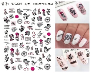Paso Sico WG Series Punk Wild Style Skull Snake <strong>Dragon</strong> Sexy Girl With Animals Angel <strong>Nail</strong> <strong>Stickers</strong> for <strong>Nail</strong> Art Decoration Charms