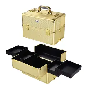 2in1 Aluminum Makeup Train Case Rolling Travel Salon Nail Trolley Cosmetic Hairdressing Vanity Storage Organizer Eva Cosmetic Ca