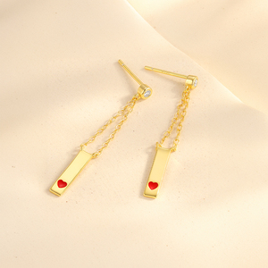 Pendientes de Cadena de Plata de Ley 925 CANNER, Personalizados, con Colgante de Corazón Esmaltado, Pendientes Largos - Product Image 4
