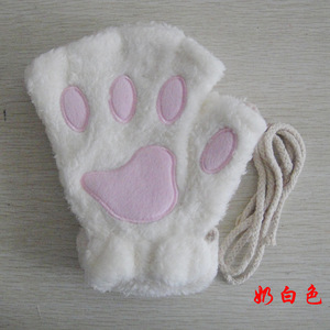 Winter Cat Paw <b>Gloves</b> for Women Wholesale Cute Cartoon Cat Winter <b>Gloves</b> for Girls Thick Plush Bear Paw Half <b>Finger</b> <b>Gloves</b> - Product Image 2