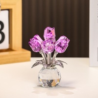 Rose en cristal à sept têtes créative, décoration florale éternelle pour le festival Qixi, la Saint-Valentin, la fête des mères, les anniversaires