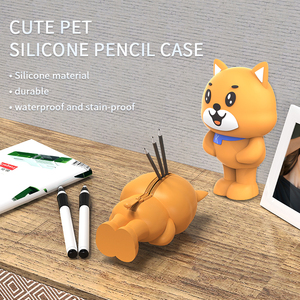 Custom Stationery Organizer <b>Cute</b> <b>Bear</b> Pattern Silicone Pencil Bag Zipper Pencil case Coin Purse Keychain Set for Kids - Product Image 2