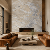 Grande dalle de marbre Breccia Natural Bridge en cuir de marbre pour îlot de cuisine, comptoir, meuble-lavabo de salle de bain, revêtement mural et carrelage de sol