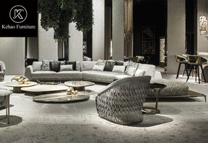 Thiết Kế Mới Sợi Nhỏ Vải Da Sofa Đồ Nội Thất Nhà Nhà Sofa Đặt Phòng Khách Sang Trọng Với Chân Đồng - Product Image 3