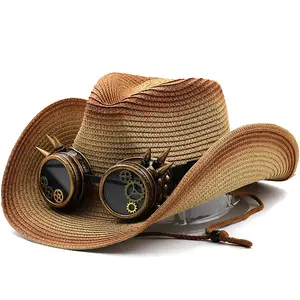 Chapéus de cowboy para verão, dobráveis, de alta qualidade, acessório para homens, proteção solar, palha, chapéus de palha de papel solar, panamá