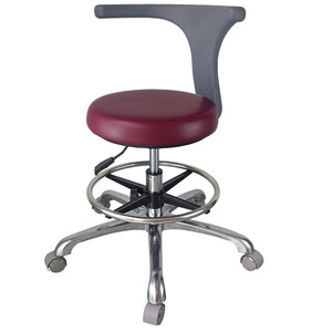 Sillón Dental Dansdon, Taburete Giratorio Ajustable de Uso Comercial, Asiento Azul, Base Cromada - Product Image 2