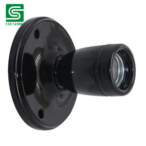 Soporte de enchufe retro con base de luz <span class=keywords><strong>E27</strong></span> de cerámica negra mate para diseños de bombillas expuestas - Product Image 5