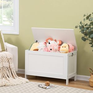 <span class=keywords><strong>Banc</strong></span> de rangement blanc pour entrée, montage facile, boîte à jouets pour enfants, armoire de rangement en bois pour jouets d'enfants avec charnière de sécurité - Product Image 2