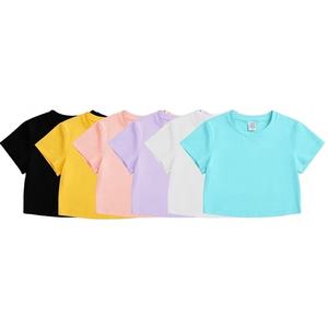 Grosir murah kaus <span class=keywords><strong>Crop</strong></span> top polos spandeks katun kaus t-shirt Slim Fit perempuan kosong - Product Image 1