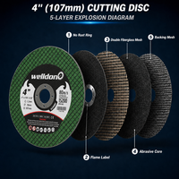 Disco de Corte Ultrafino Welldon de 4 Pulgadas (107 mm), Disco Abrasivo con Resina de 1.0 mm para Acero Inoxidable Inox y Metal