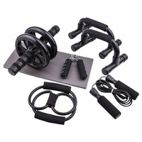 Snbo 7 en 1 Push up Bar Kit Corde à sauter Main Pince Genouillère Gym Home Workout AB 7 Pièce Roue Rouleau Ensemble