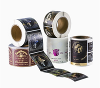 Étiquettes de vin rondes autocollantes personnalisées avec impression dorée, autocollants de logo pour bouteilles de nourriture et de boissons en métal en rouleau