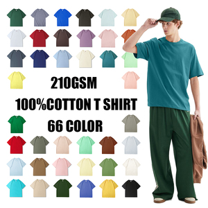 <span class=keywords><strong>Camiseta</strong></span> Oversize de Algodón 100% de 210GSM, 66 Colores, Top Básico para Combinar, <span class=keywords><strong>Camiseta</strong></span> Lisa para Hombre y Mujer, Venta al por Mayor - Product Image 1