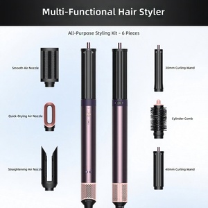 <span class=keywords><strong>Fer</strong></span> à <span class=keywords><strong>boucler</strong></span> de luxe 6-en-1 1200W HS09, Outil de coiffure professionnel en céramique rose/violet pour salon - Product Image 2