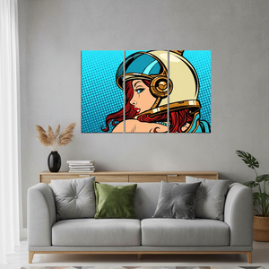 Pop Art Astronaut Woman <b>Canvas</b> Print: Vibrant Modern <b>Wall</b> Decor,SET OF 3 <b>CANVAS</b> - Product Image 3