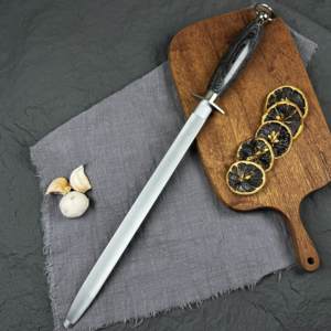 Aiguiseur de couteaux ovale en acier à haute teneur en carbone de 12 pouces personnalisable <span class=keywords><strong>Couteau</strong></span> à aiguiser le bâton à grain fin du chef de <span class=keywords><strong>boucher</strong></span> - Product Image 3