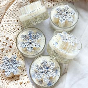 Bougie fantaisie flocon de neige LANJO, bougie en pot scintillante d'hiver, bougie décorative d'aromathérapie, cadeau, décoration d'intérieur - Product Image 2