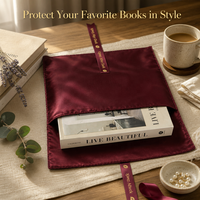 Pochette de luxe en satin bordeaux pour extensions capillaires avec logo, double couche, idéale pour livres et sous-vêtements
