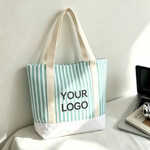 Fashion Striped <b>Canvas</b> Bag 2026 New Large Capacity Women Single Shoulder Tote for Creative Work - Product Image 1